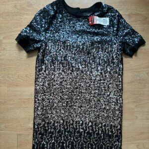 Choice Grey, Rose Gold and Black Sequined Dress with Full lining